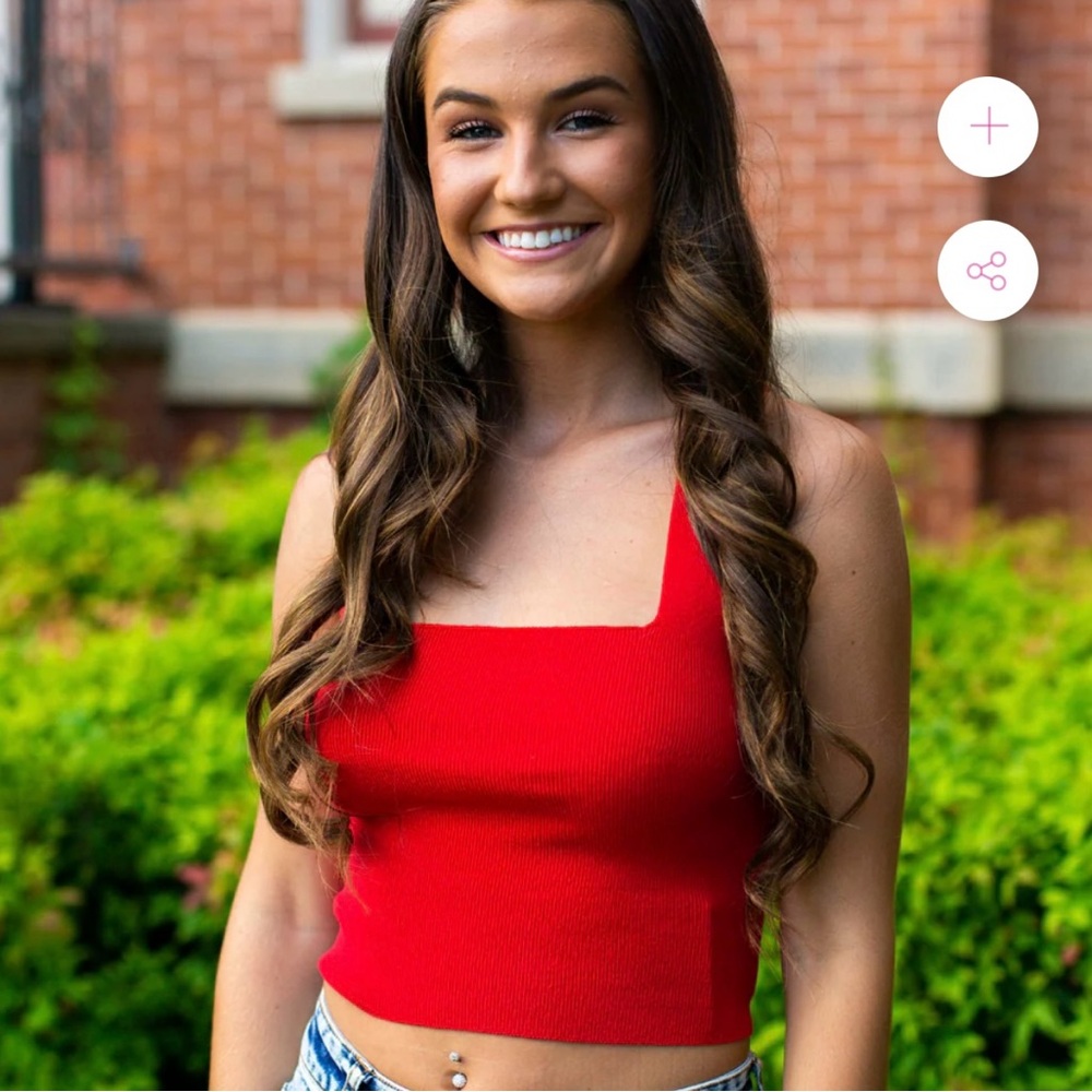 Le Lis Red Fitted Crop Tank Top